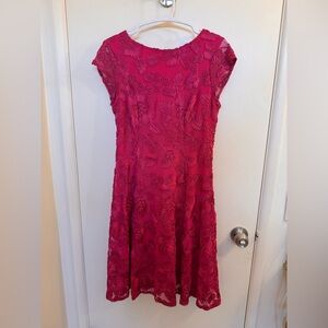 MARINA Fuchsia Embroidered Midi Dress